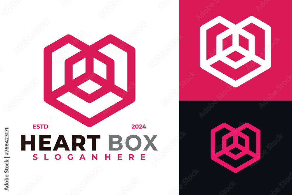 Heart Box Logo design vector symbol icon illustration Heart Box Logo design vector symbol icon illustration