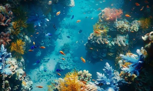 The underwater coral reef is a vibrant marine biology masterpiece,
