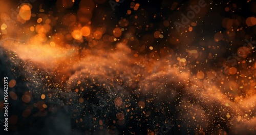 Orange smoke or fluid effect. Abstract motion, hot fire, flame effect with plasma and particles moving around in a fluid motion, 4K Video, Generative AI photo