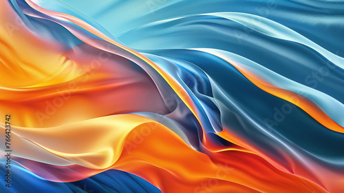 abstract background of waves orange and blue elegant banner 