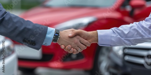 salesteam in dealership, three beautiful consultants or managers in elegant suit looking on camera. photo