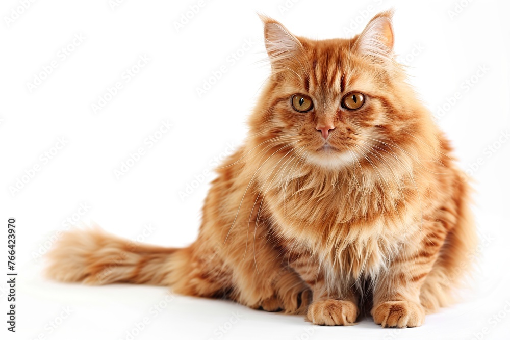 Beautiful fluffy red cat on a white background Beautiful fluffy red cat on a white background