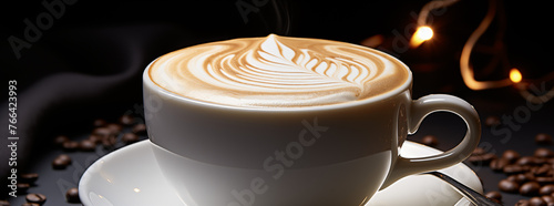 Perfectly Crafted Latte with Artful Foam in Ceramic Cup
