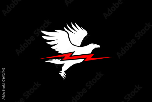 Eagle and Thunder Bolt vector logo design