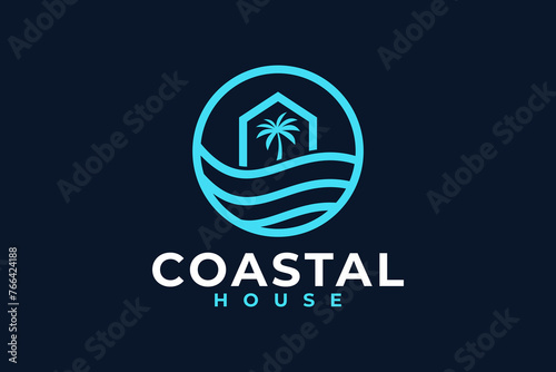 Coastal house vector logo design