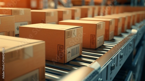 Close-up of a man's hands packing a cardboard box in shop preparing for shipment e-commerce, Logistics, Delivery.