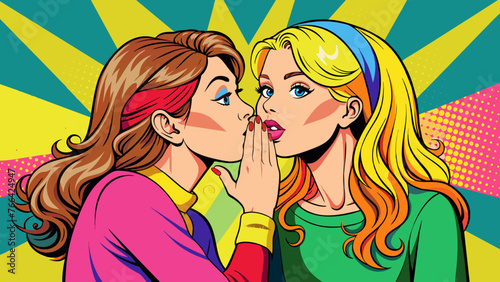 pop art girls share secrets vector