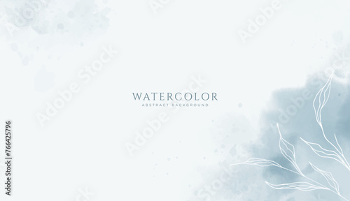 Abstract horizontal watercolor background. Neutral light brown navy blue colored empty space background illustration