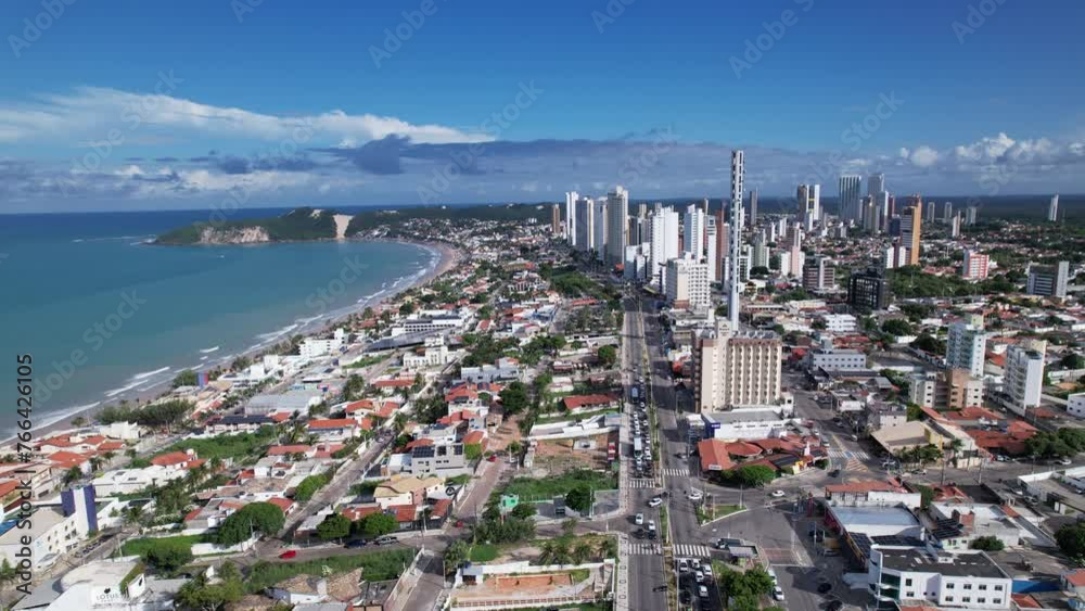 Aerial view of Ponta Negra beach, Morro do Careca, in Natal, Rio Grande do Norte, Brazil.