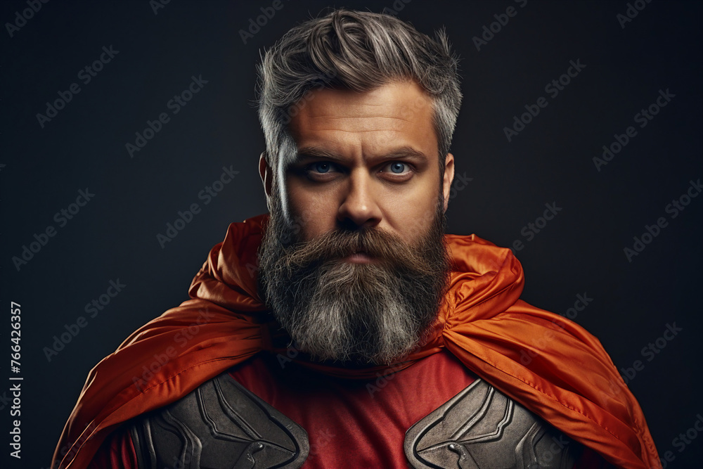 Generative AI image of man superhero leading mission save the world Generative AI image of man superhero leading mission save the world
