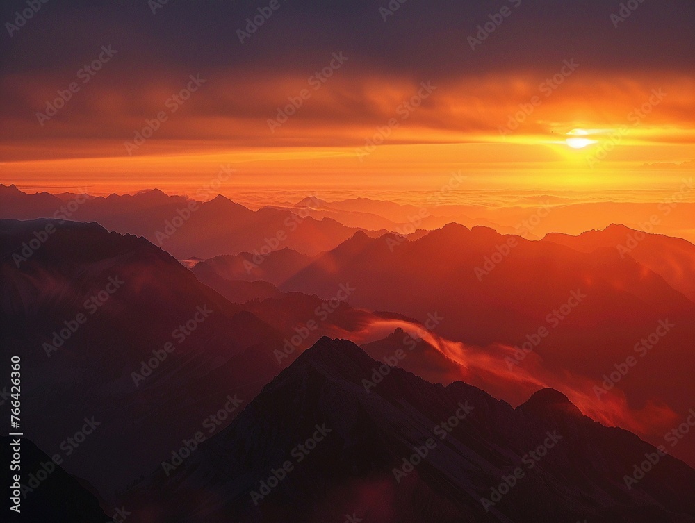 Sunset Serenade Natures Spectacle from the Top of the World ,soft shadowns ,clean sharp focus