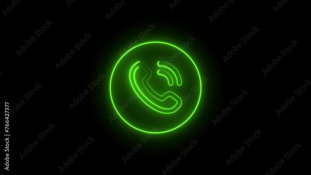 Glowing neon light call icon animation. calling concept icon .Glowing call icon isolated on black background. Glowing neon light call icon animation. calling concept icon .Glowing call icon isolated on black background.