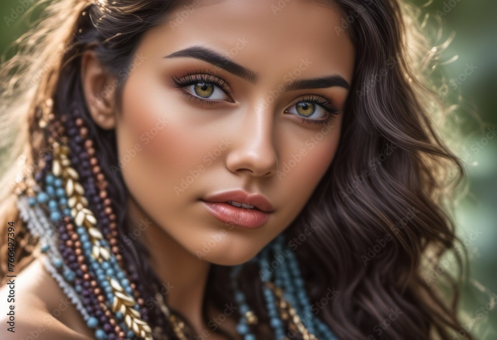 Naklejka premium A Portrait Of Breathtakingly Gorgeous, Exotic, Beautiful Woman.