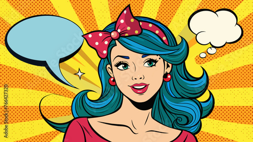 pop art illustration of woman with the speech bubb 