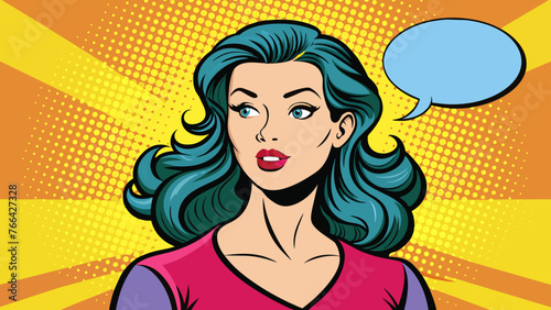 pop art illustration of woman with the speech bubb 