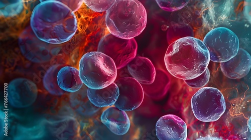 Captivating Microscopic Spheres of Vibrant Hues:Unveiling the Beauty of Blood Cell Structures