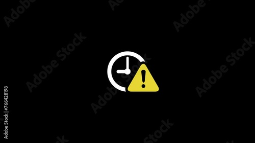 Date Expired symbol, Exclamation point with clock icon. expiry date symbol animation. photo