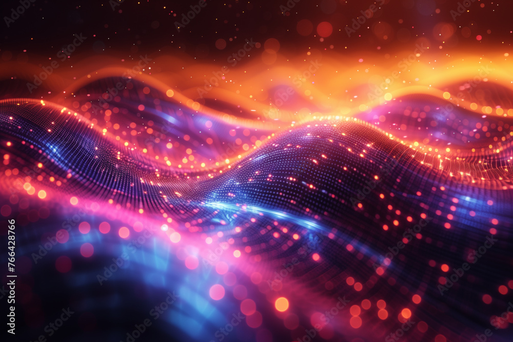 A vibrant wave of multicolored light against a dark backdrop wallpaper A vibrant wave of multicolored light against a dark backdrop wallpaper