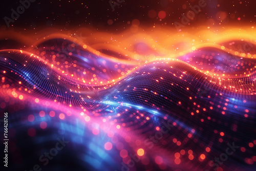 A vibrant wave of multicolored light against a dark backdrop wallpaper