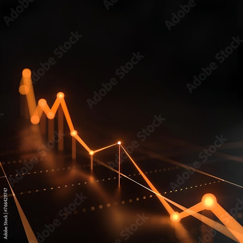 Upward Trend 3D Line Chart - Black Background