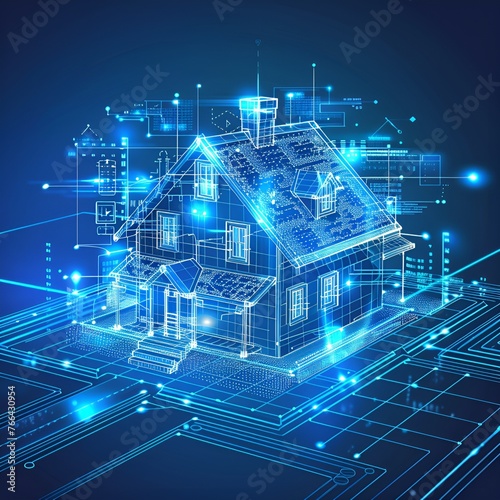 House in Technology Web Background