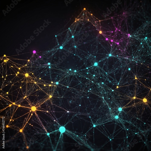 Abstract Geometric Background and Connecting Dots, Points and Lines: Digital Technology Global Network Connection with Plexus Background