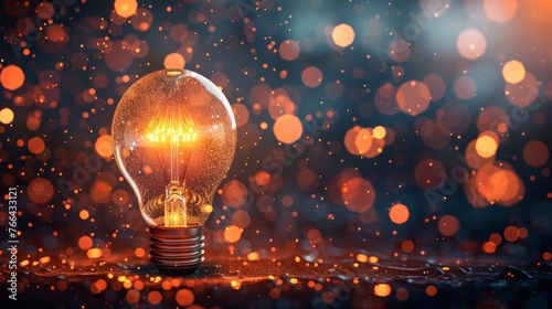 Innovation: A lightbulb shines brightly