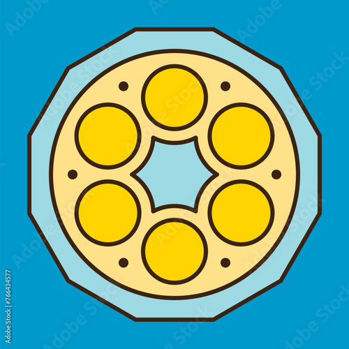 Passover plate flat icon. Passover vector icon collection. Exodus from Egypt story, emblem, logo, vector design element for Jewish holiday Passover