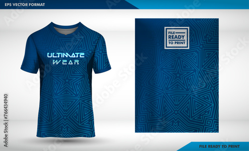 3D realistic mock up of front view jersey t-shirt kit. Concept for football team uniform or apparel mockup in vector illustration.