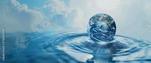 water splash in blue earth