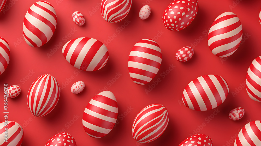Festive Red Easter Eggs with Floral Patterns on a Vibrant Background Festive Red Easter Eggs with Floral Patterns on a Vibrant Background
