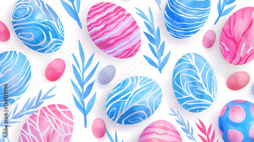 Colorful Easter Eggs on Pink Background for Holiday Celebration