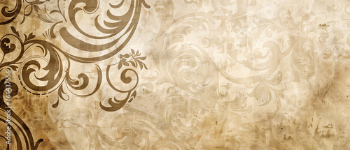 Elegant Vintage Baroque Wallpaper Design with Classic Floral Elements 