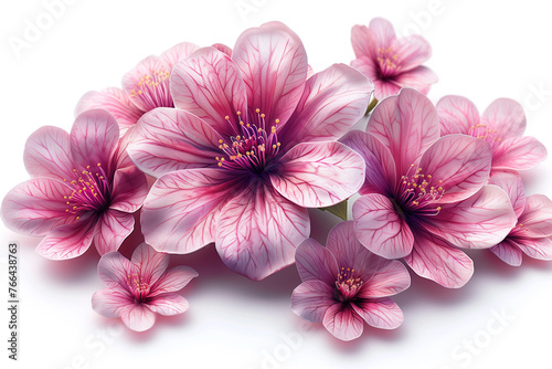 Blooming pink soft flowers on white background wallpaper