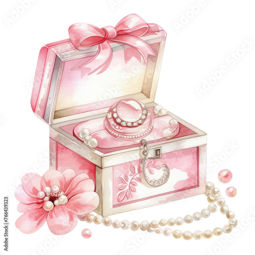  watercolor jewelry box with flowers , jewelry box