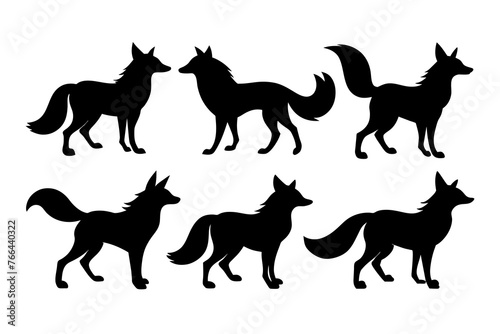 A silhouette fox set with white background illustration vector 