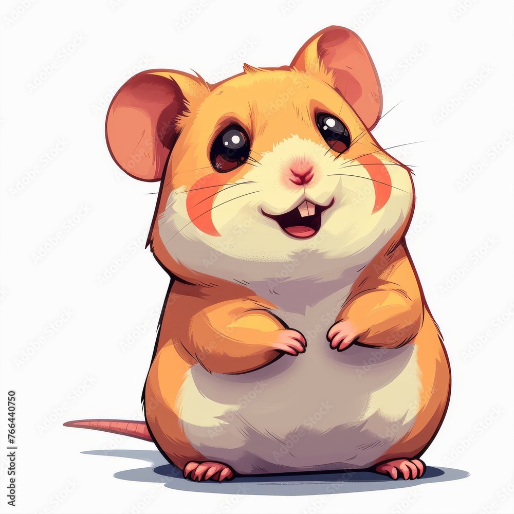 Cute Cartoon Hamster Smiling
