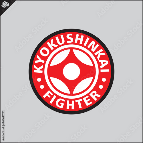 Emblem of kyokushin karate. Martial art colored symbol, logo creative design emblem. Vector.