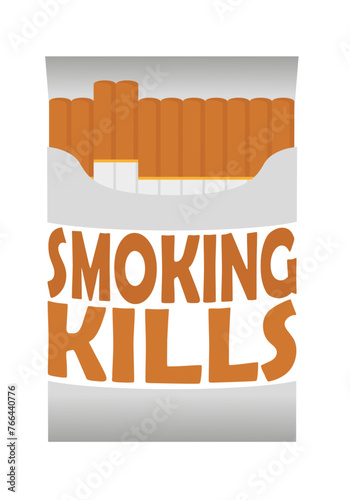 Pack of cigarettes vector icon. Warpex text into pack of cigarettes - Smoking kills.