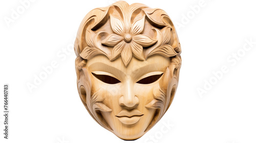 A vibrant mask adorned with a delicate flower, adding a touch of nature to the wearers face