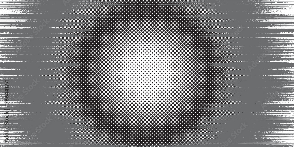 seamless vintage distressed halftone dot background pattern tileable grunge black printer ink raster dots overlay retro comic book or print making creative concept backdrop - obrazy, fototapety, plakaty 