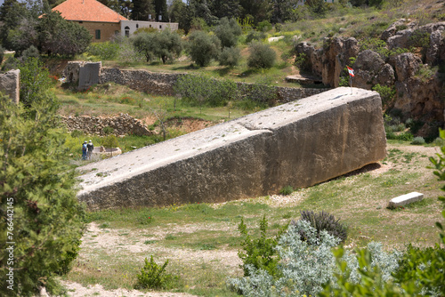 Lebanon. A building block in a quarry for the Baalbek Temple on a sunny spring day.