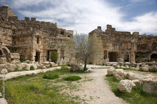 Lebanon. Ruins of the Baalbek Temple on a sunny spring day.