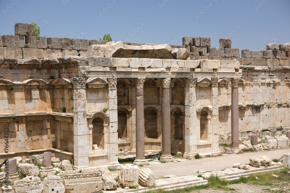 Lebanon. Ruins of the Baalbek Temple on a sunny spring day.