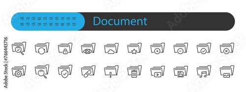 set of document icons, files, folders,