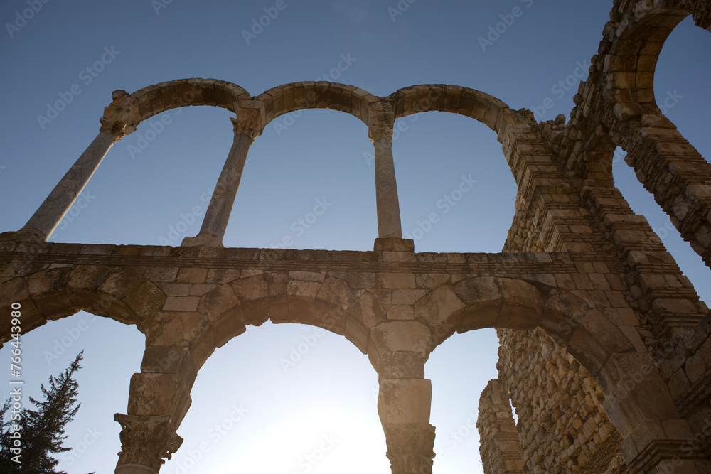 Lebanon. Ruins of Anjar on a sunny spring day.
