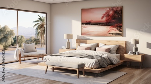 Desert Modern Bedroom With Floor To Ceiling Windows photo