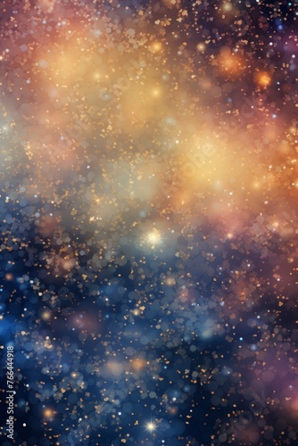 Blue and gold glitter background with stars