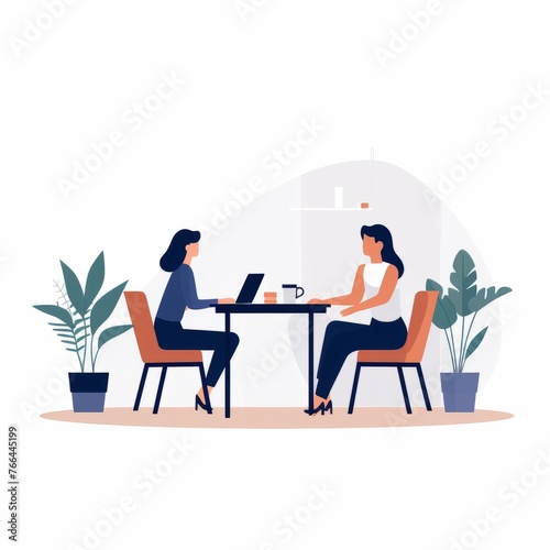 Two businesswomen discussing work in a cafe