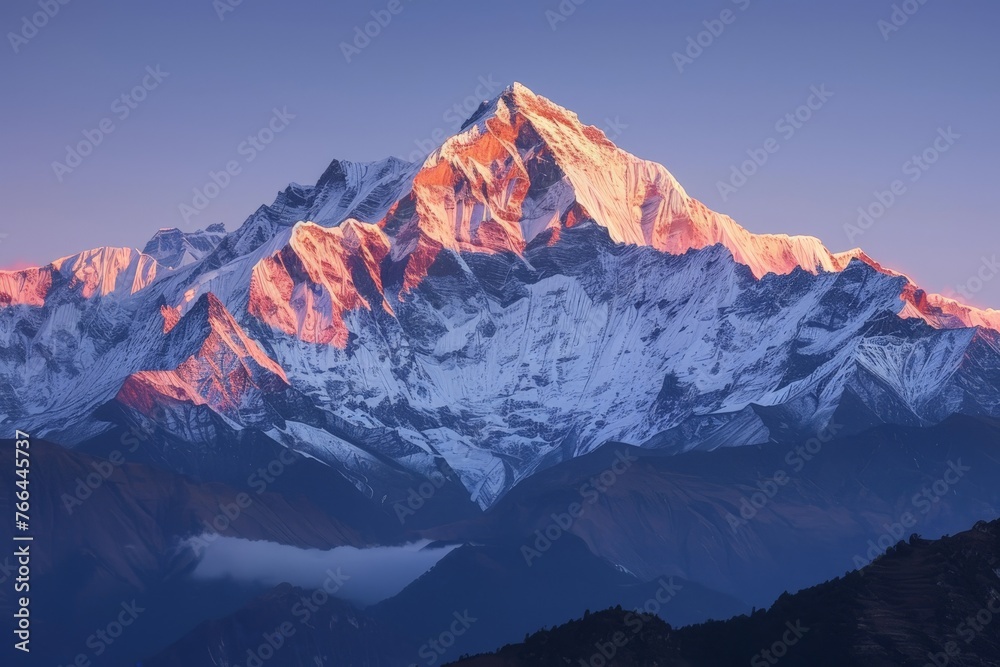 Snow Covered Mountain at Sunset Snow Covered Mountain at Sunset